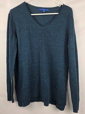 APT. 9 Lightweight Peacock Blue V-Neck Center Seam Sweater